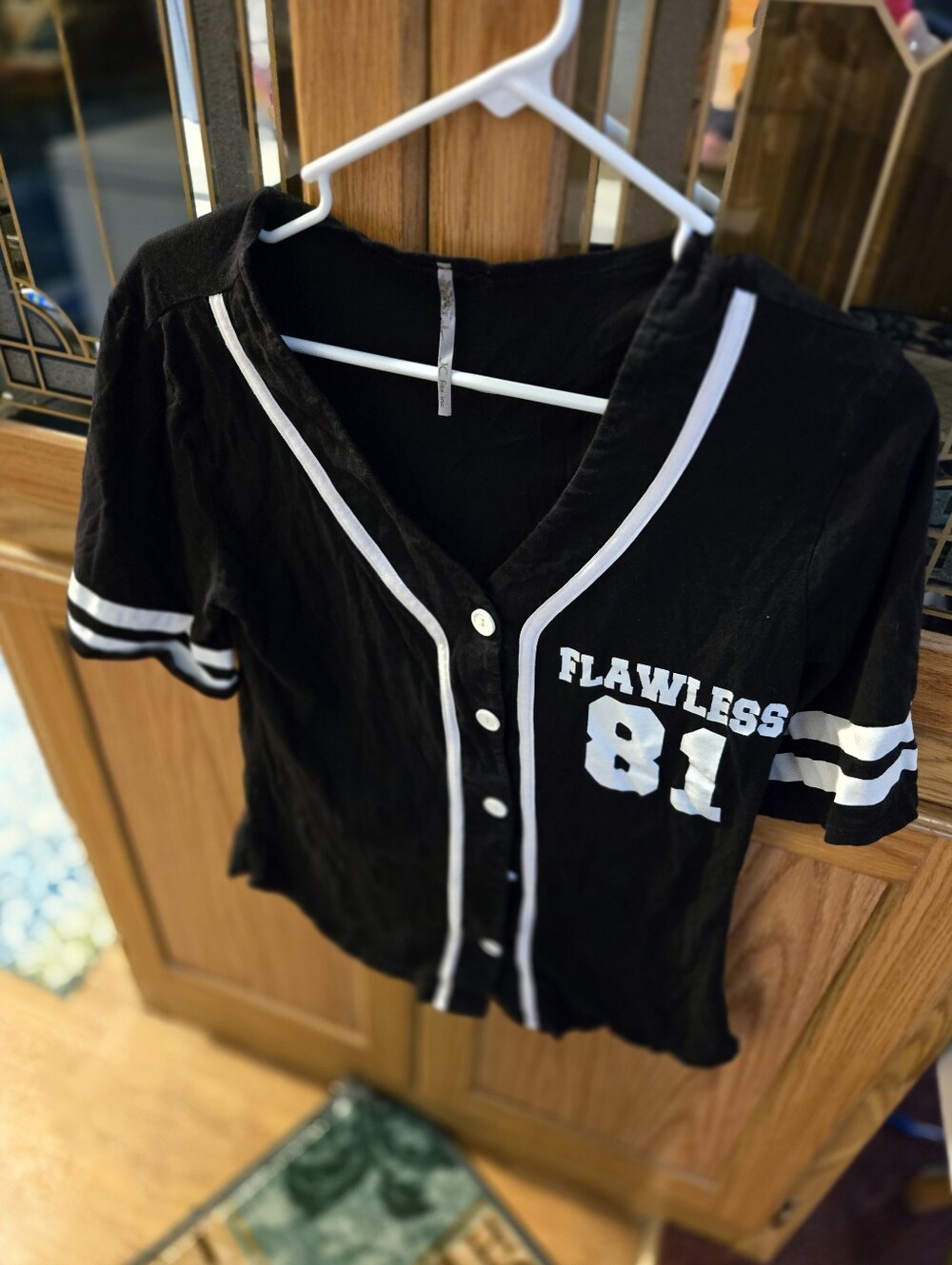 Flawless 81 Black & Whiteoh  Baseball Jersey Top